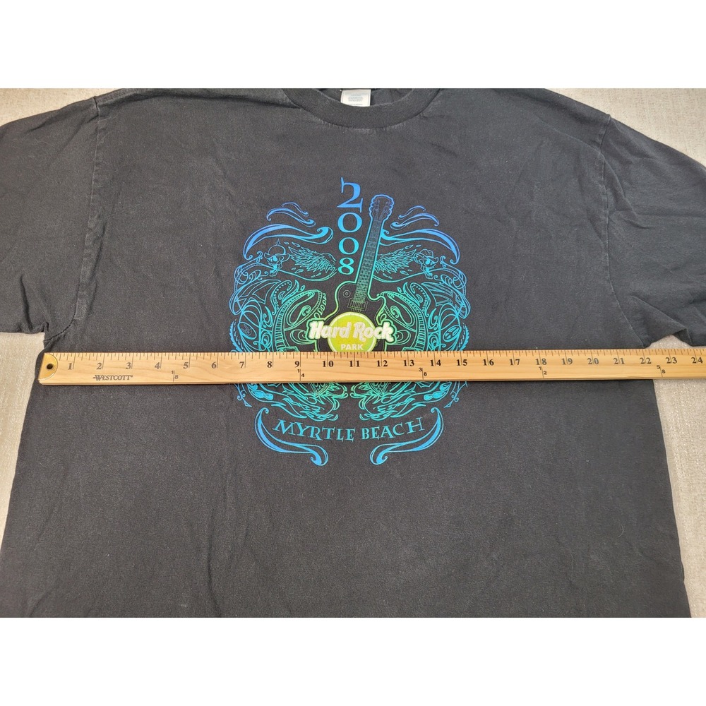 Hard Rock Park T Shirt‎ Mens XL Black 2008 Myrtle Beach Guitar Graphic Tee - Picture 6 of 10